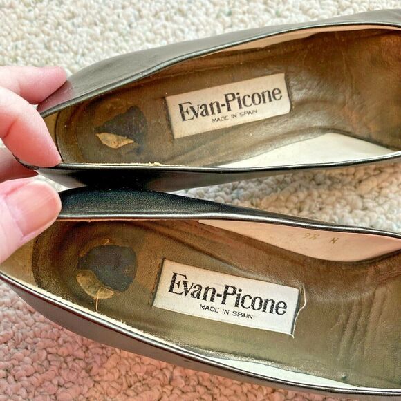 Retro Evan-Picone high heel shoes dark golden bronze metallic leather pumps 9.5N - Picture 5 of 9